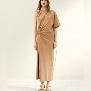 H&M Studio Capsule Asymmetric T-Shirt Dress. Large. Dark Beige. NWT. SOLD OUT